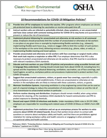 CleanHealth COVID Mitigation Checklist